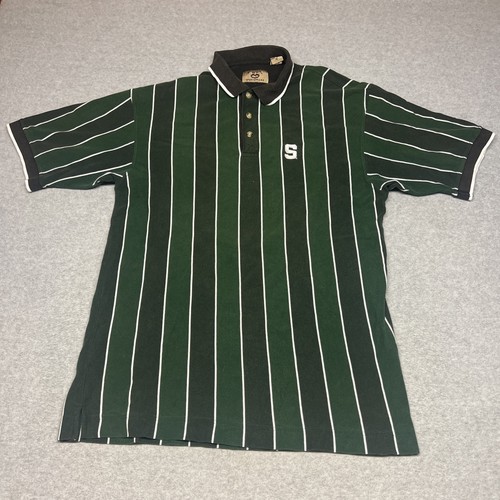 Vtg Michigan state Polo Men’s XL University Spartans College Stripes 90s Green