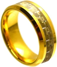 8mm Tungsten Carbide Yellow Gold Tone IP Plated High Polished Wedding Band Ring