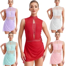 Women Dancewear Cutout Dress Asymmetrical Dresses Class Dance Modern Backless