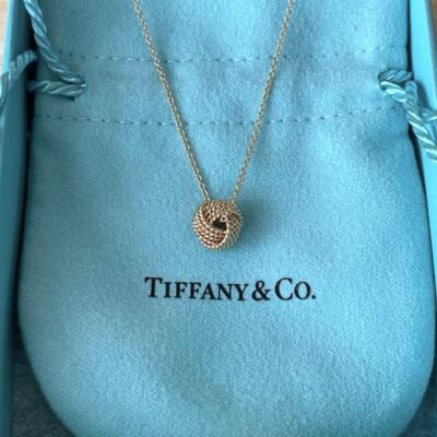 TIFFANY & Co. Somerset Knot Pendant Necklace YG K18 750 with Box