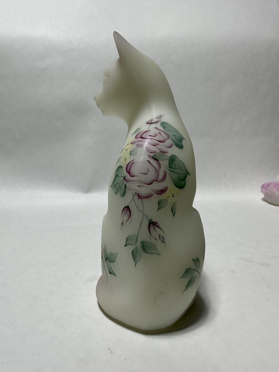 Fenton Rose Garden Opal Satin Stylized Cat A Farley | eBay