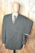 Jones New York Men Olive Green Double Breasted Suit Sz 46L Wst 40x32