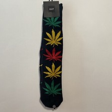 MENS HUF RASTA WEED CREW SOCKS ONE SIZE