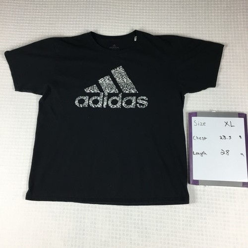Adidas T Shirt Men's XL 47" Black Short Sleeve White Big Logo Tee Zebra (Clean) - 第 4/8 張圖片