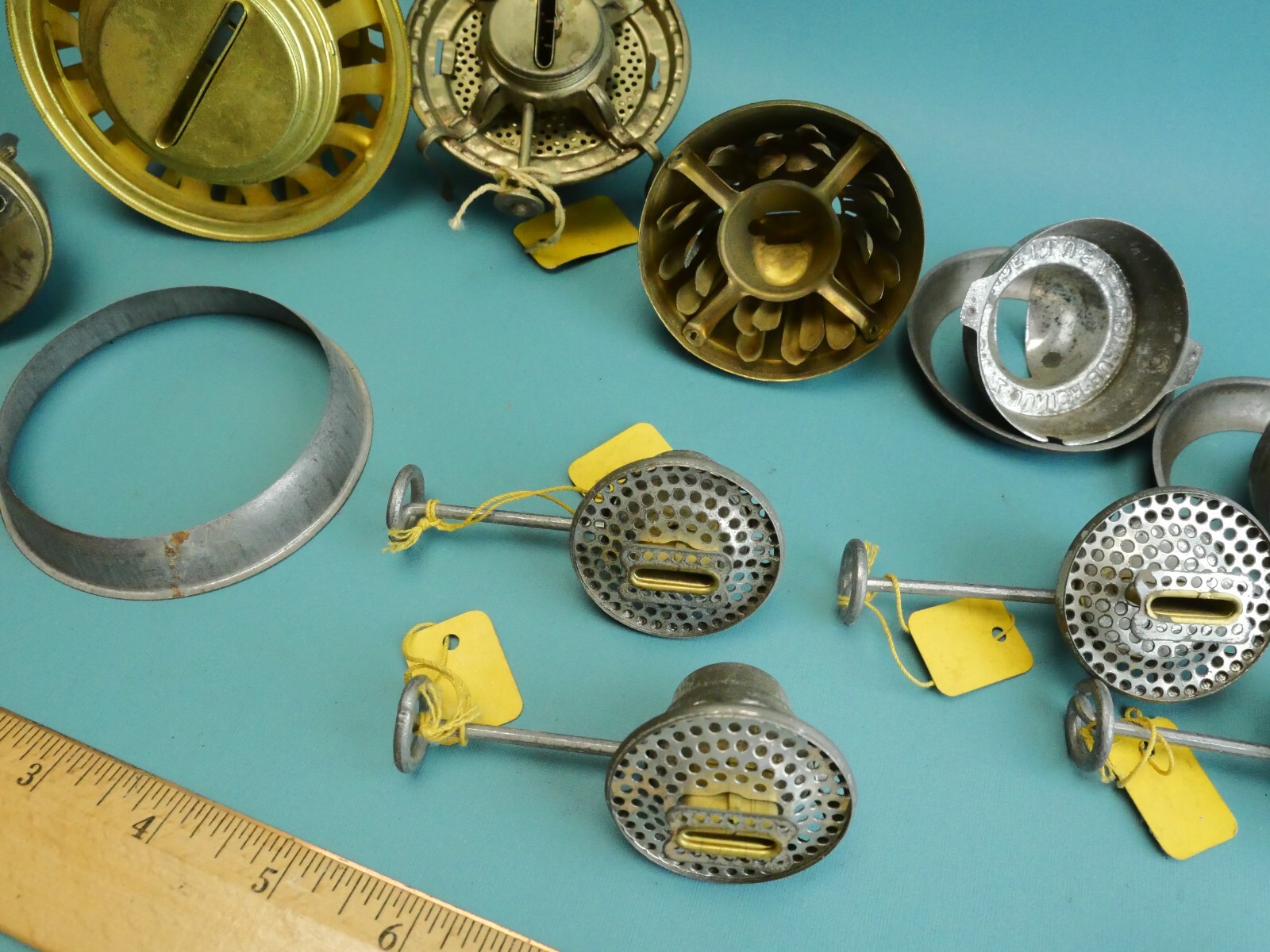 Lot Of 7 Antique / Vintage Kerosene Oil Lamp wick adjusters / burners