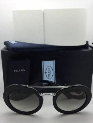 New PRADA Sunglasses SPR 13S 1AB-0A7 54-25 Black & Silver Frame w