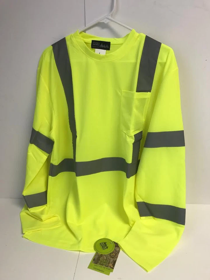  World Famous Performance Long Sleeve Shirt with Reflection Strips XL #RSLS- GRN - Image 2 of 2