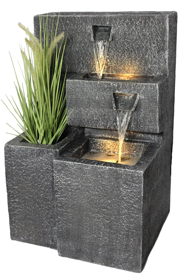 Solar Gartenbrunnen Grada bepflanzbar LED Beleuchtung Springbrunnen Aku Funktion - Bild 3 von 4