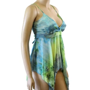 Sleeveless V-neck Top Floral Cami Babydoll Blouse blue side