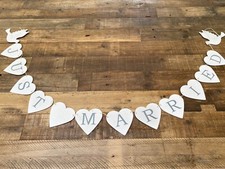 Gisela Graham Just Married White Wood Wedding Banner