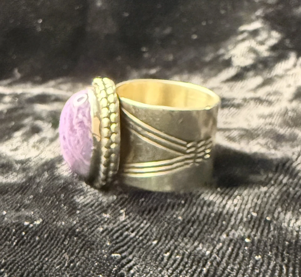 Anillo Jay King DTR Plata Esterlina Púrpura Charoite Puño Banda Puro 15g 925 Talla: 8 Foto 2 de 4