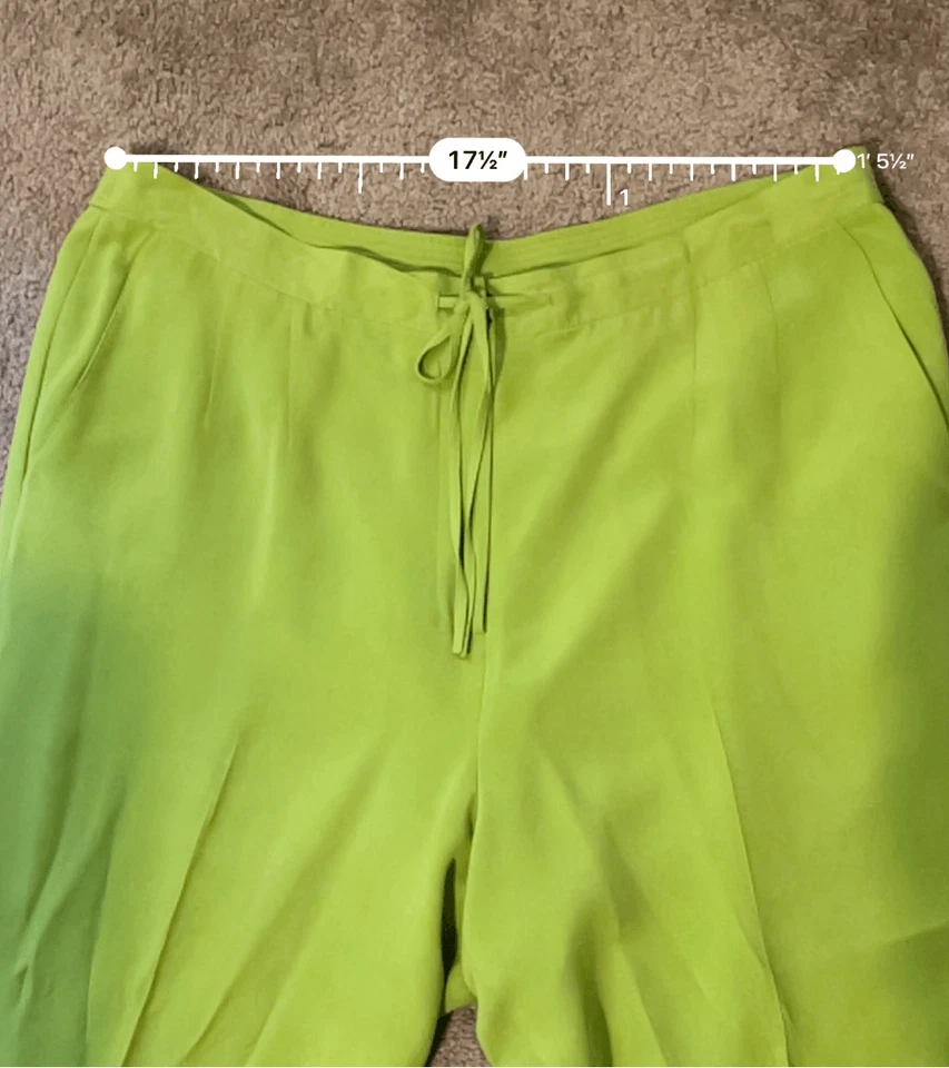 Pantalón Mujer Vintage 100% Seda Verde Lima 16W Foto 4 de 4