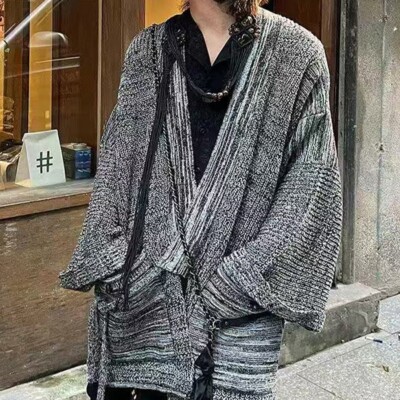 Japanese Knit Stylish noragi kimono Sweater Japandi Loose