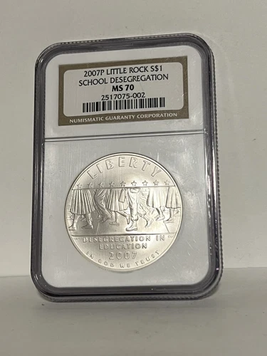 2007P LITTLE ROCK COMMEMORATIVE SILVER DOLLAR S$1 NGC MS 70 SCHOOL DESEGREGATION
