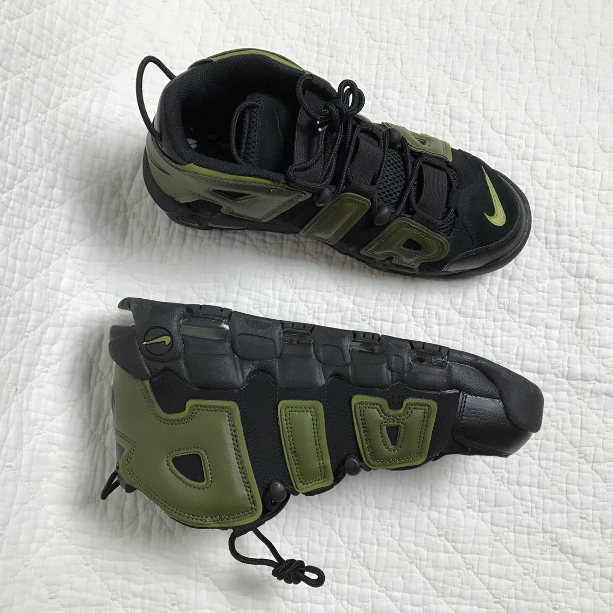 Nike Air More Uptempo '96 Shoes Men's SZ 10 Black Rough Green