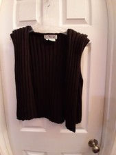 Carlise Sweater Vest Size L Thick Ribbed Merino Wool Sleeveless 