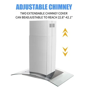 30 Hotte de chasse de l'île de Inch 900CFM Grand débit d'air 3 Ventilateur de vitesse LED SS