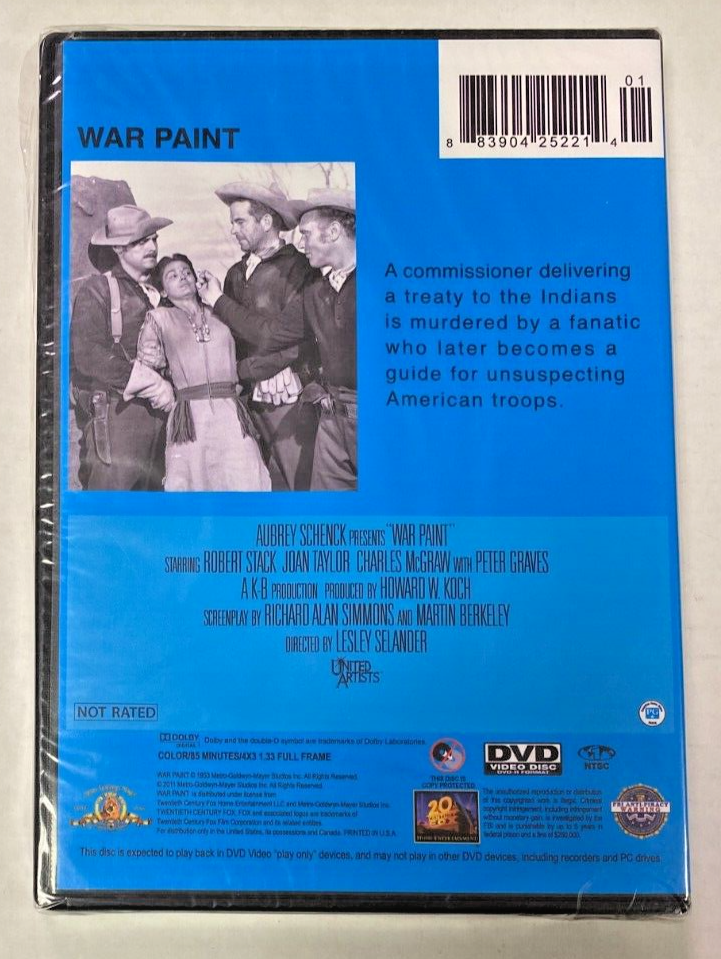 War Paint (DVD 2011) Robert Stack, Joan Taylor, Charles McGraw, Peter