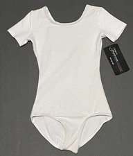 Theatricals Dancewear Leotard Bodysuit Short Sleeve SS TH5502C White New Girl