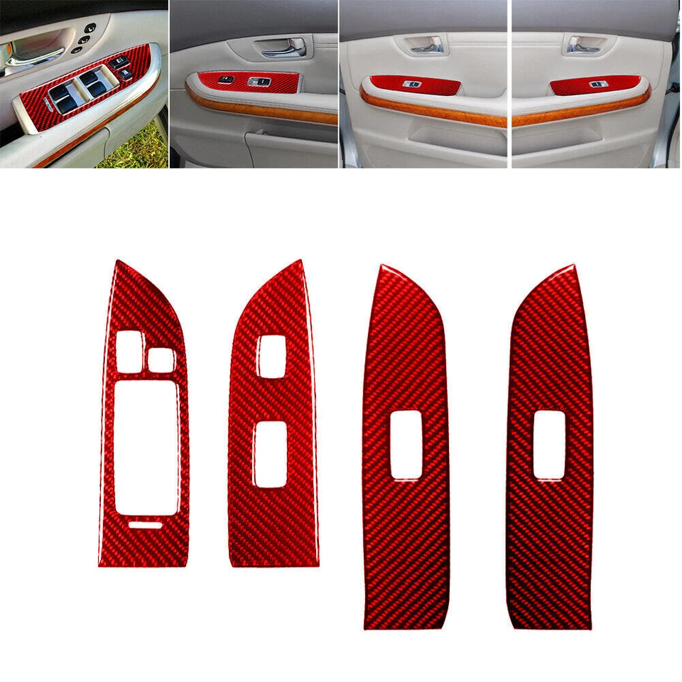 Kit de cubierta interior completo de fibra de carbono roja 49 piezas para Lexus RX330 RX350 Foto 4 de 4