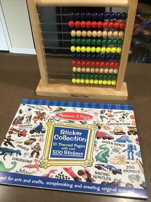 Melissa & Doug Classic Wooden Abacus & Sticker Book. See Photos.