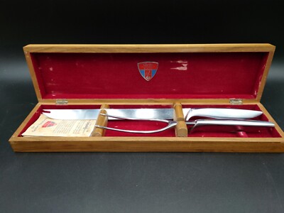  GERBER Legendary Blades 2 pc presentation Carving Set with Walnut Case Vintage 