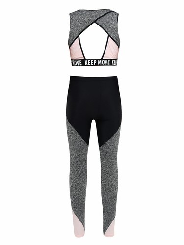 iEFiEL Reggiseno sportivo ragazza + pantaloni tuta da allenamento abbigliamento sportivo set tuta da jogging - Foto 8 di 78