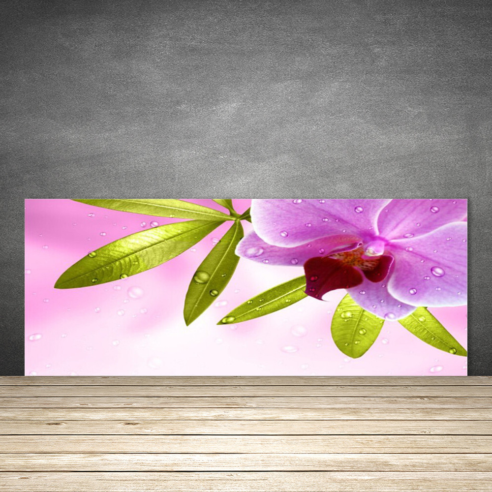 Crédence de cuisine en verre 125x50 cm haut de gamme au motif de feuilles printanières