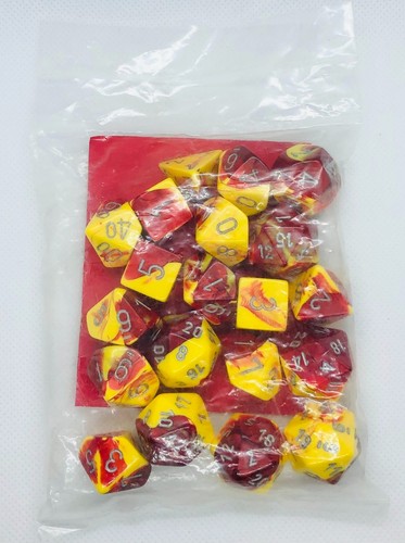 Chessex Leaf Polyhedral 20-Die Set Red w/ Silver Numbers Dice Dungeons & Dragon - Picture 2 of 5