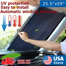 Auto Shade Car Retractable Curtain UV Protection Front Windshield Sun Visor