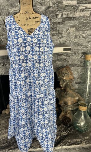 Sonoma Floral Tiered Maxi Dress Size OX (xl) Floral Print Sleeveless Cute Blue