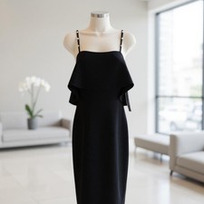Lulus Women’s M Black Embellished Spaghetti Strap Midi Dress Formal Party