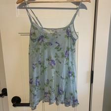 Victoria's Secret Camisole Vintage Y2k Blue Purple Floral Lace Open Medium Night