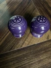 Plum Purple Fiesta Ware Round Ball Salt and Pepper Shakers used