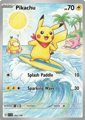 Pikachu Surf Beach Fan Art Custom Pokemon Karte Sammler TCG