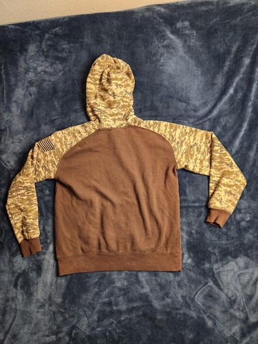 Ariat Patriot Digital Camo Hoodie Sweatshirt Boys Sz Medium Brown Black Military - Picture 6 of 9