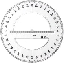 360 Degree Protractor Ruler, 6 Inch, round Circle Protractor for Math Geometry