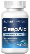 Nighttime Sleep-Aid Gels, Diphenhydramine HCI 50mg, 250 Count, Fast Ship