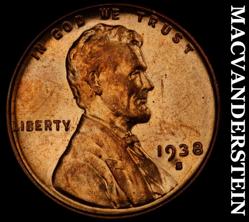 1938-S Lincoln Wheat Cent- Choice Gem Brilliant Uncirculated Luster #J2003