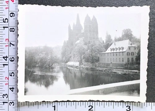 WW2 Era Military BW Photo Snapshot Limburg Germany Scenery May 1945