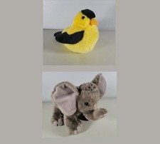 Wild Republic Audubon Plush Lot American Goldfinch w/ Bird Sound Elephant