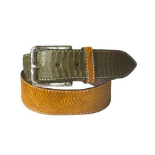 Cintura in pelle esotica 90 cm pitone cobra lucertola patch 4 cm vintage made in Italy mix