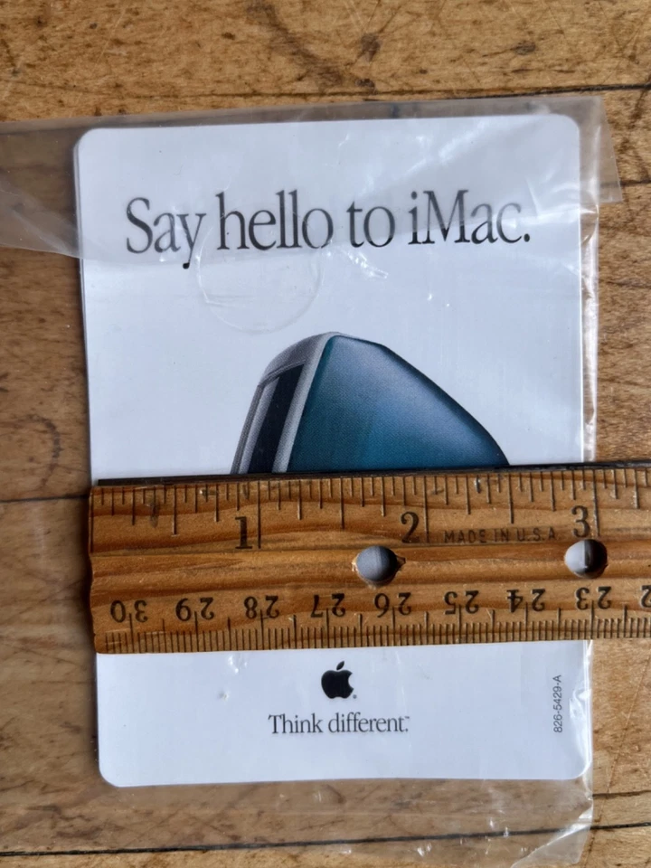 Vtg. Apple Bondi Blue iMac Sticker Say Hello to iMac & a Mystery Sticker, Sealed - Image 2 of 4