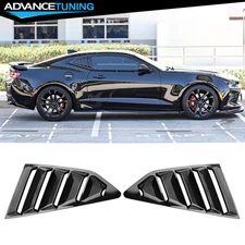 Fits 16-24 Chevy Camaro Coupe Side Window Louvers Sun Shade Cover Gloss Black