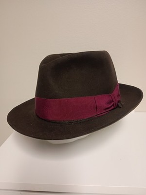 AKUBRA Stylemaster Dark Chocolate Imperial Fur Maroon Ribbon Sz 57  US 7 NWOB