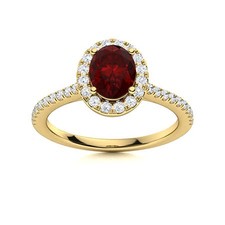 Natural Garnet Sterling Silver Mother New Solitaire with Accents Ring