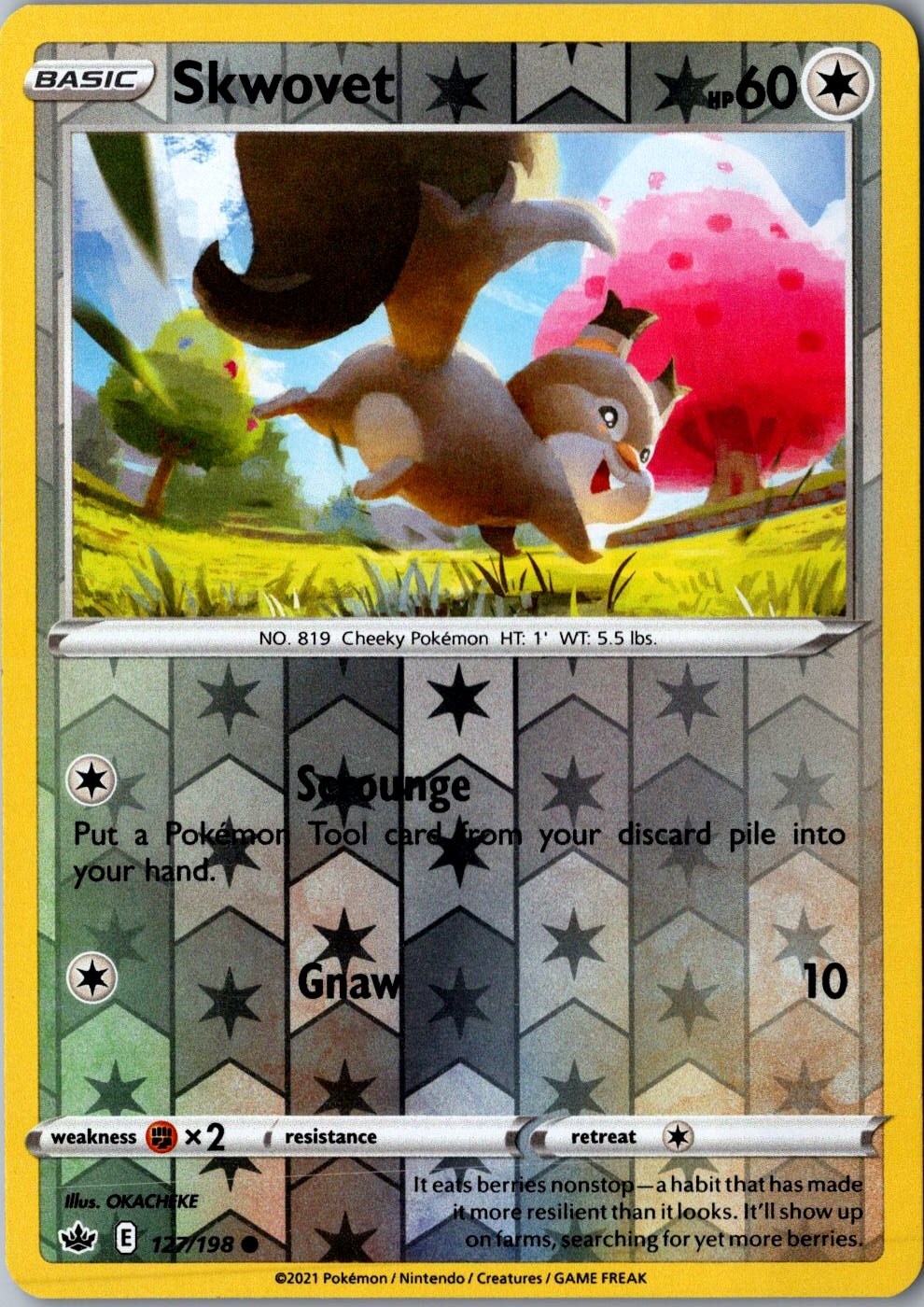 Skwovet Reverse Holo 127/198 Common Chilling Reign Lightly Played Pokemon Card