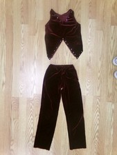 Dance Pre-Owned Costume Medium Child Burgundy Art Stone Jazz Tap Contemporary 2