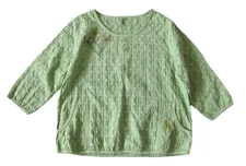 Focus 100% Waffle Cotton Green Floral Pocket 3/4 Sleeve Boxy Tunic Blouse XL