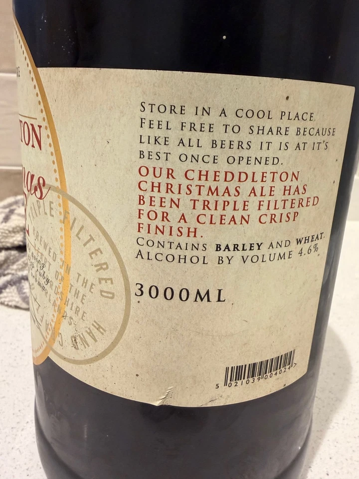 Empty Giant Cheddleton Brewery Christmas Ale Bottle. 3 litre Flip Top, 49cm - Image 4 of 4